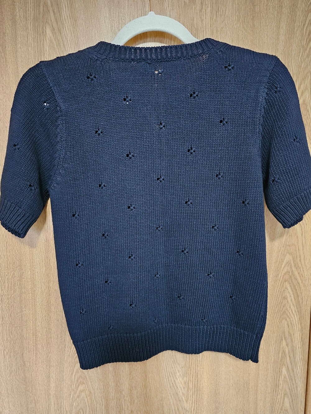 NWT! Sezane Kyle Navy Blue Pointelle Cardigan Knit Sweater Size XS - Picture 5 of 8